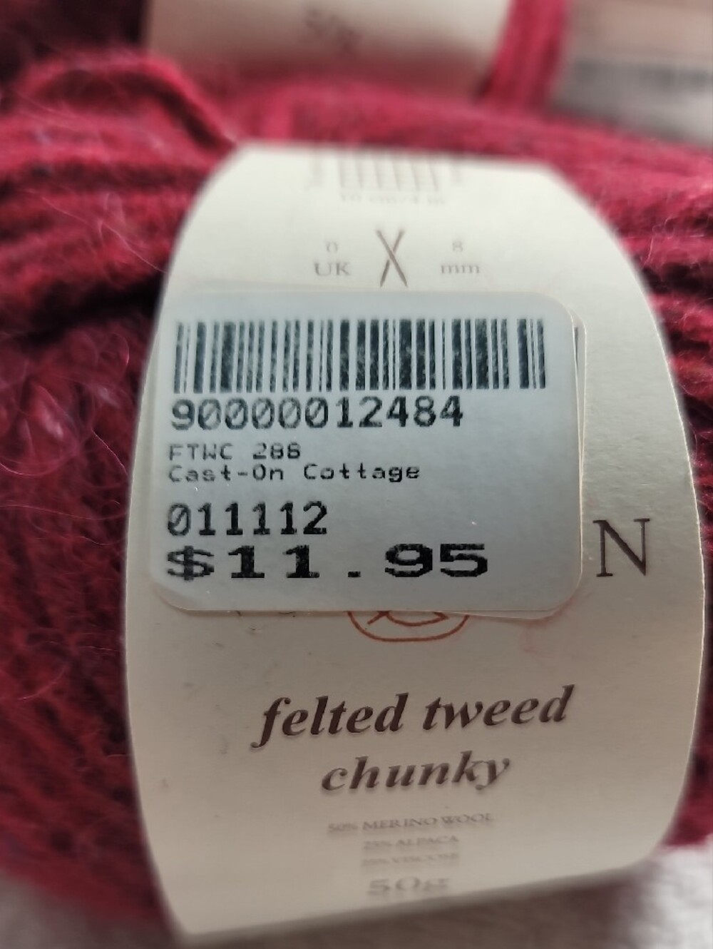 Rowan Felted Tweed Chunky Yarn - Deep Red (5 Balls) NWT - Picture 2 of 5